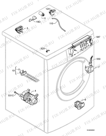 Взрыв-схема стиральной машины Zanussi Electrolux ZWF12070S - Схема узла Electrical equipment 268